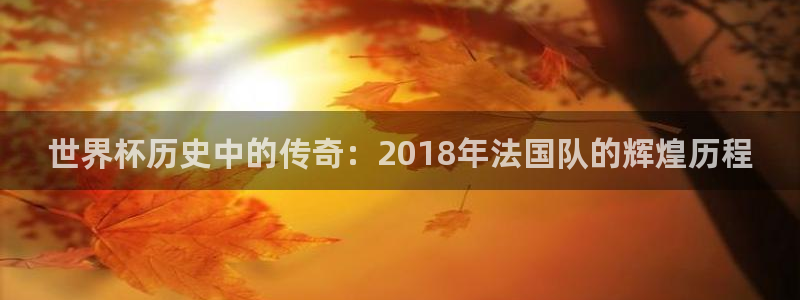 世界杯 中国:世界杯历史中的传奇:2018年法国队的辉煌历程